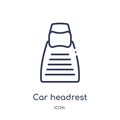 Linear car headrest icon from Car parts outline collection. Thin line car headrest vector isolated on white background. car