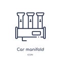 Linear car manifold icon from Car parts outline collection. Thin line car manifold vector isolated on white background. car Royalty Free Stock Photo