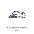 Linear car repair check icon from Mechanicons outline collection. Thin line car repair check icon isolated on white background.