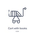 Linear cart with books icon from Education outline collection. Thin line cart with books vector isolated on white background. cart Royalty Free Stock Photo