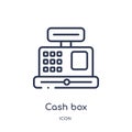 Linear cash box icon from Charity outline collection. Thin line cash box vector isolated on white background. cash box trendy