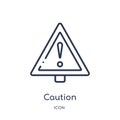 Linear caution icon from Alert outline collection. Thin line caution vector isolated on white background. caution trendy Royalty Free Stock Photo