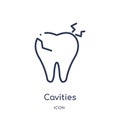 Linear cavities icon from Dentist outline collection. Thin line cavities icon isolated on white background. cavities trendy