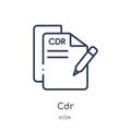 Linear cdr icon from File type outline collection. Thin line cdr vector isolated on white background. cdr trendy illustration Royalty Free Stock Photo