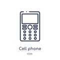 Linear cell phone icon from Electronic devices outline collection. Thin line cell phone vector isolated on white background. cell Royalty Free Stock Photo