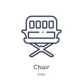 Linear chair icon from Camping outline collection. Thin line chair vector isolated on white background. chair trendy illustration
