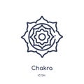 Linear chakra icon from India and holi outline collection. Thin line chakra icon isolated on white background. chakra trendy