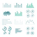 Linear charts, graphs and progress bar. Vector line diagram. Infographics ellements