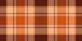 Linear check background textile, rough plaid tartan vector. Nostalgia seamless fabric pattern texture in orange and red colors