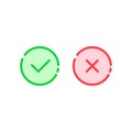 Linear check mark icon like tick and cross
