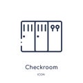 Linear checkroom icon from Hotel and restaurant outline collection. Thin line checkroom icon isolated on white background.