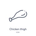 Linear chicken thigh icon from Bistro and restaurant outline collection. Thin line chicken thigh vector isolated on white