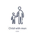 Linear child with man icon from Behavior outline collection. Thin line child with man vector isolated on white background. child