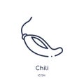 Linear chili icon from Fruits outline collection. Thin line chili icon isolated on white background. chili trendy illustration