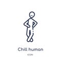 Linear chill human icon from Feelings outline collection. Thin line chill human vector isolated on white background. chill human