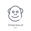 Linear chimp face of brazil icon from Culture outline collection. Thin line chimp face of brazil vector isolated on white