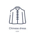 Linear chinese dress icon from Asian outline collection. Thin line chinese dress vector isolated on white background. chinese