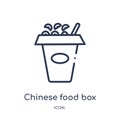 Linear chinese food box icon from Food outline collection. Thin line chinese food box icon isolated on white background. chinese