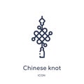 Linear chinese knot icon from Asian outline collection. Thin line chinese knot vector isolated on white background. chinese knot