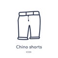 Linear chino shorts icon from Clothes outline collection. Thin line chino shorts vector isolated on white background. chino shorts