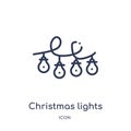 Linear christmas lights icon from Christmas outline collection. Thin line christmas lights vector isolated on white background. Royalty Free Stock Photo