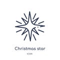 Linear christmas star icon from Christmas outline collection. Thin line christmas star vector isolated on white background.