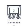 Linear cinema and audience icon from Cinema outline collection. Thin line cinema and audience icon isolated on white background.