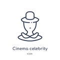 Linear cinema celebrity icon from Cinema outline collection. Thin line cinema celebrity vector isolated on white background.