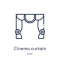 Linear cinema curtain icon from Cinema outline collection. Thin line cinema curtain vector isolated on white background. cinema