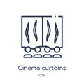 Linear cinema curtains icon from Cinema outline collection. Thin line cinema curtains vector isolated on white background. cinema