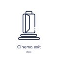 Linear cinema exit icon from Cinema outline collection. Thin line cinema exit vector isolated on white background. cinema exit