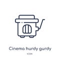 Linear cinema hurdy gurdy icon from Cinema outline collection. Thin line cinema hurdy gurdy vector isolated on white background.