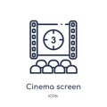 Linear cinema screen icon from Cinema outline collection. Thin line cinema screen vector isolated on white background. cinema