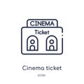 Linear cinema ticket window icon from Cinema outline collection. Thin line cinema ticket window vector isolated on white