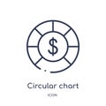 Linear circular chart icon from Business and analytics outline collection. Thin line circular chart vector isolated on white