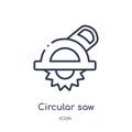 Linear circular saw icon from Construction tools outline collection. Thin line circular saw vector isolated on white background.