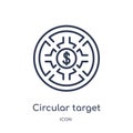 Linear circular target icon from Business outline collection. Thin line circular target icon isolated on white background.