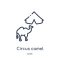 Linear circus camel icon from Circus outline collection. Thin line circus camel vector isolated on white background. circus camel