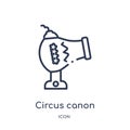 Linear circus canon icon from Circus outline collection. Thin line circus canon vector isolated on white background. circus canon