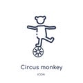 Linear circus monkey icon from Circus outline collection. Thin line circus monkey vector isolated on white background. circus