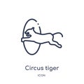 Linear circus tiger icon from Circus outline collection. Thin line circus tiger vector isolated on white background. circus tiger Royalty Free Stock Photo