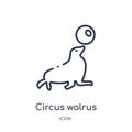 Linear circus walrus icon from Circus outline collection. Thin line circus walrus vector isolated on white background. circus