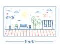 Linear city and park design elements