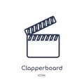 Linear clapperboard icon from Electronic stuff fill outline collection. Thin line clapperboard vector isolated on white background