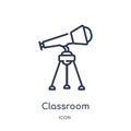 Linear classroom telescope icon from General outline collection. Thin line classroom telescope icon isolated on white background.