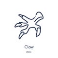 Linear claw icon from Asian outline collection. Thin line claw vector isolated on white background. claw trendy illustration Royalty Free Stock Photo