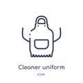 Linear cleaner uniform icon from Cleaning outline collection. Thin line cleaner uniform vector isolated on white background.