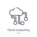Linear cloud computing icon from Artifical intelligence outline collection. Thin line cloud computing vector isolated on white