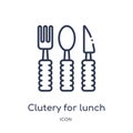 Linear clutery for lunch icon from Airport terminal outline collection. Thin line clutery for lunch vector isolated on white