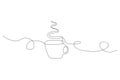 Linear coffee cup line. Abstract line drawing. Vector illustration. Stock image. Royalty Free Stock Photo